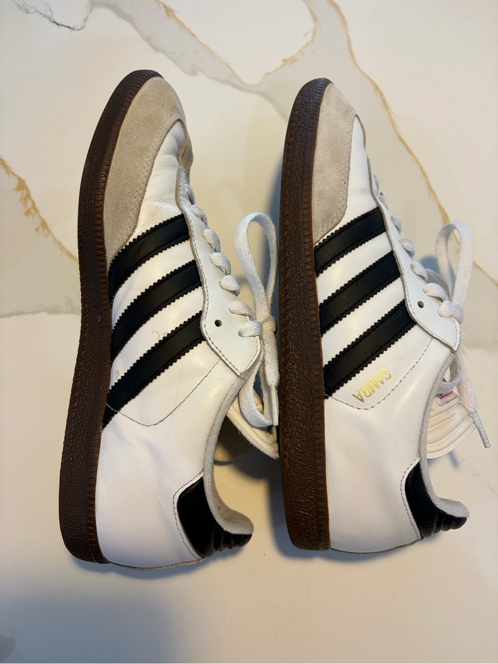 Adidas Samba Classic Leather Sneakers White Black Gum Men’s Size US 8 - Picture 10 of 11